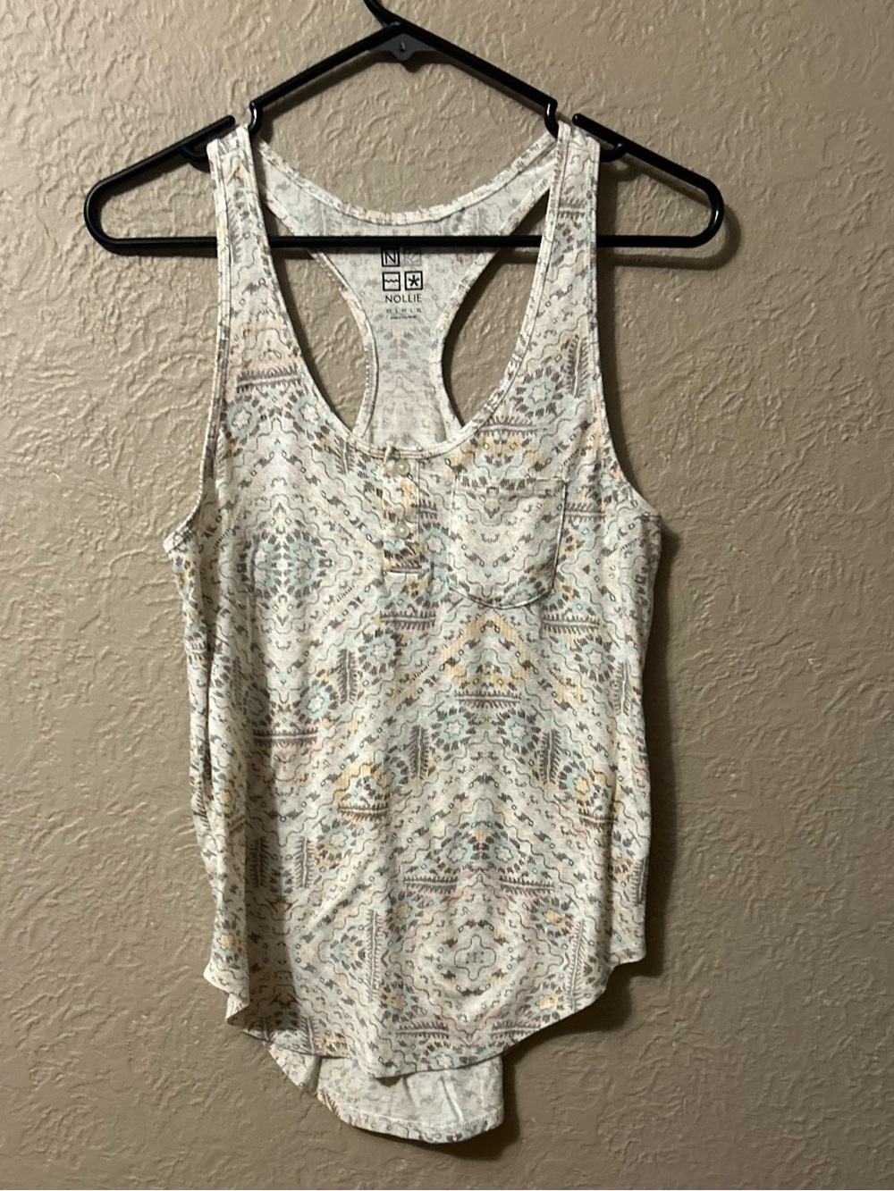 Nollie Ivory Paisley Racerback Tank with Soft Pastels